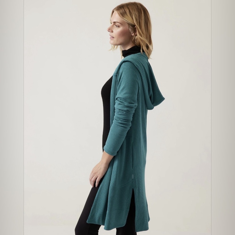 Athleta Teal Knit Harmony Pose Wrap Sweater
